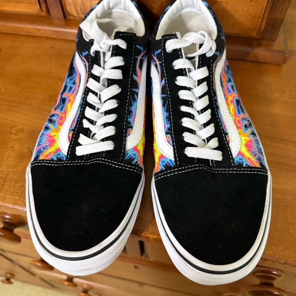 Vans Men's Old Skool Electric Flame Black/White-Awesome Glow in the dark shoes - Picture 2 of 10